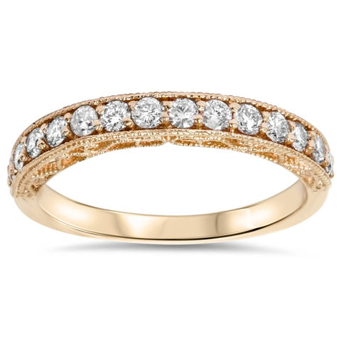 1/3ct Vintage Scroll Design Lab Created Diamond Wedding Ring 14K Rose Gold