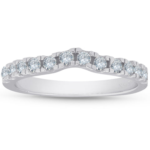 1/3ct Curved Diamond Wedding Guard Ring 14K White Gold