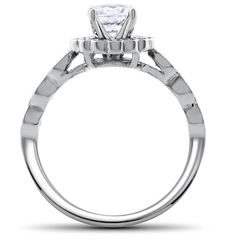 1 Carat D VS2 Enhanced Halo Diamond Engagement Ring Set Round Cut 14K White Gold