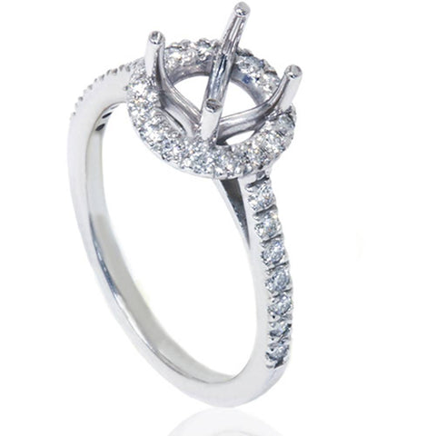 1/3ct Halo Diamond Ring Setting 14K White Gold