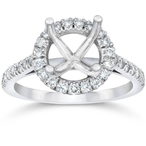 .33Ct Diamond Halo Engagement Ring Setting 14K White Gold Fits 1Ct Round