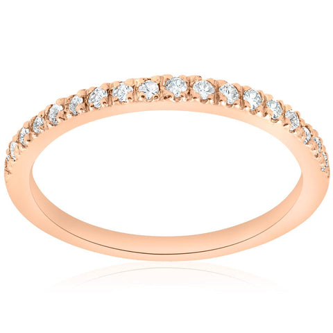 1/4ct Diamond Ring 14K Rose Gold Womens Diamond Wedding Stackable Band Jewelry