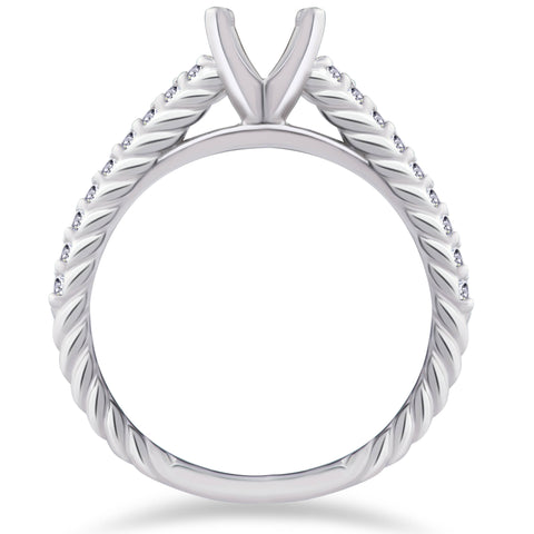Diamond Engagement Ring Setting 3/8ct Braided Diamond Solitaire 14K White Gold