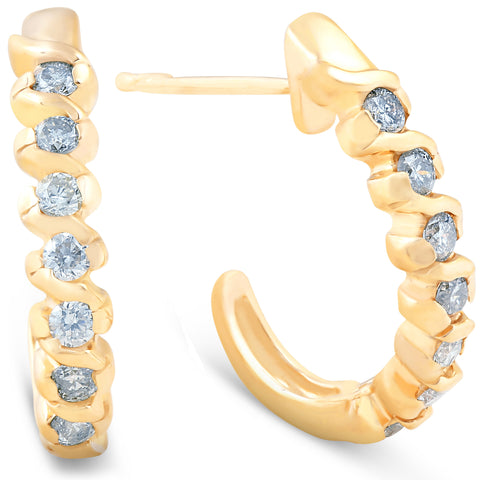 3/8ct Diamond Hoop Earrings 14K Yellow Gold