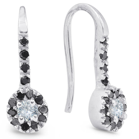 1/4ct Treated Black Diamond Dangle Drop Studs Earrings 10K White Gold
