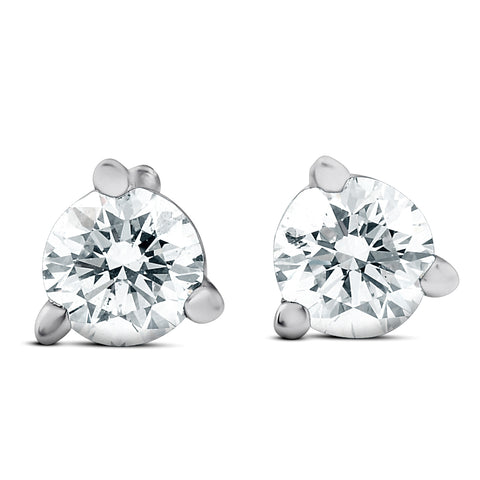 VS 1/4 cttw Round Real Diamond Ideal Cut Studs 14k White Gold Lab Grown