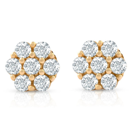 3/8 Ct TW Natural Diamond Earrings Women's Studs 10k Yellow Gold