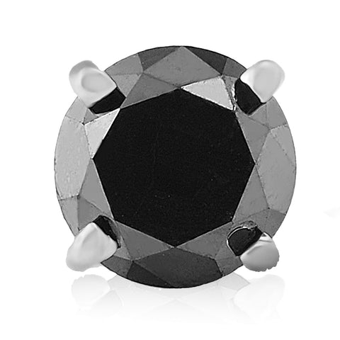 2ct Black Diamond Single Stud 14K White Gold (This is one earring not a pair)