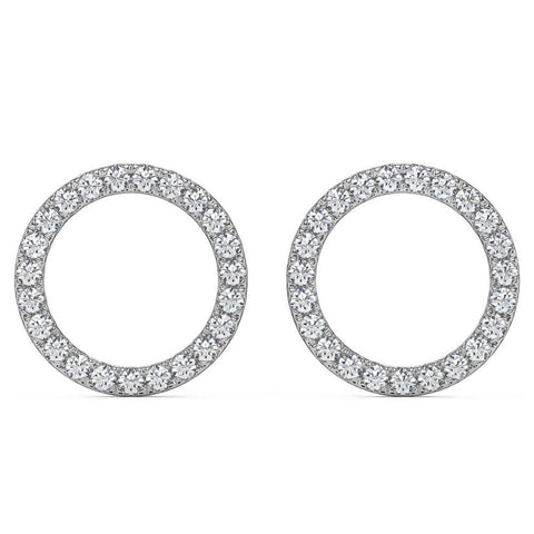 VS .25Ct Circle Diamond Earrings in White, Yellow, or Rose Gold Lab Grown