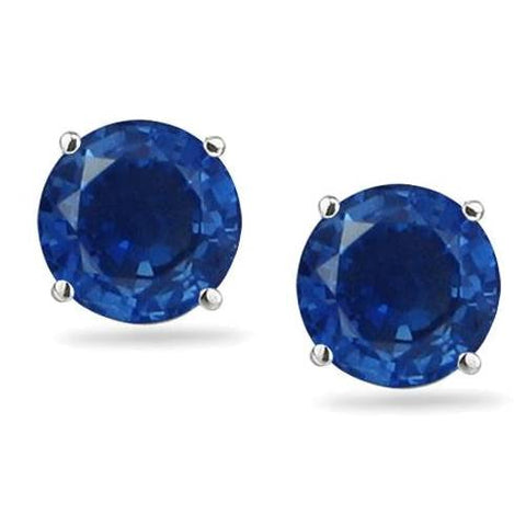 1 1/4ct Blue Sapphire Studs Earrings 14K White Gold