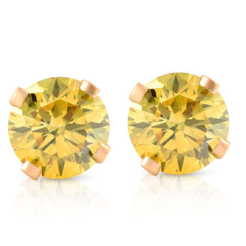 VS 1/4 Ct T.W. Fancy Canary Yellow Lab Diamond Studs 14K Yellow Gold Lab Grown