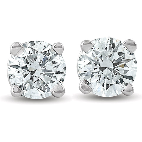 1/2Ct Round Brilliant Cut Diamond Stud Earrings in 14K White or Yellow Gold