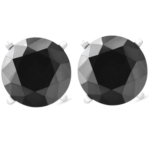 1 Ct Black Diamond Studs Earrings in 14k White Gold