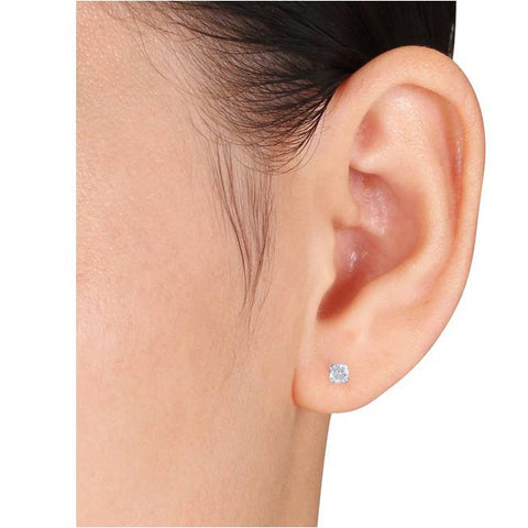 Certified H/SI .38Ct Lab Grown Diamond Studs 14k White Gold Women's Earrings