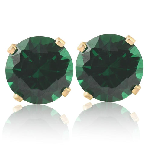 1Ct TW Emerald Studs in 10k White or Yellow Gold