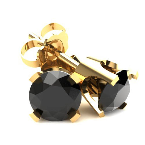 .20Ct Round Brilliant Cut Heat Treated Black Diamond Stud Earrings14K Gold