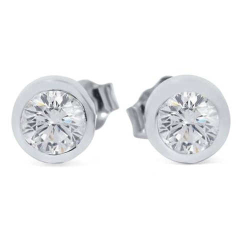 1/2ct Bezel Set Diamond Studs Earrings 14K White Gold