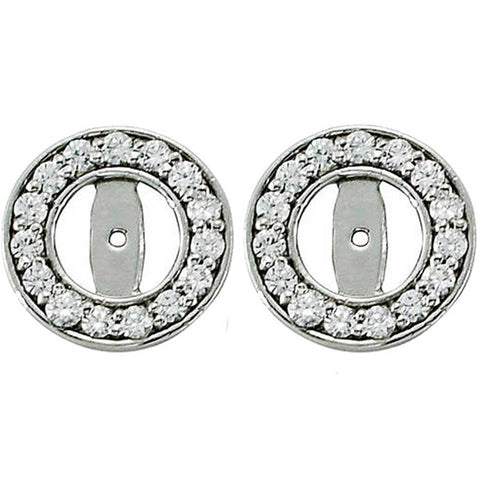1/2ct Halo Round Diamond Studs Earring Jackets 14K White Gold (up to 4mm)