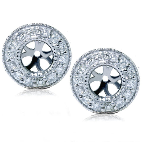 1/2ct Halo Diamond Earring Jackets 14K White Gold (2-5mm)