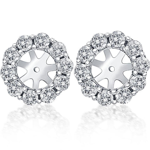 14K White Gold 1/2 Ct. Diamond Studs Earring Jackets (up to 6mm)
