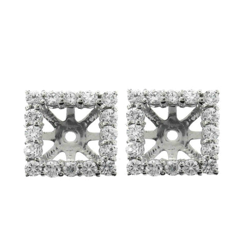 1 1/4ct Princess Cut Diamond Halo Earring Jackets 14K White Gold (up to 6mm)