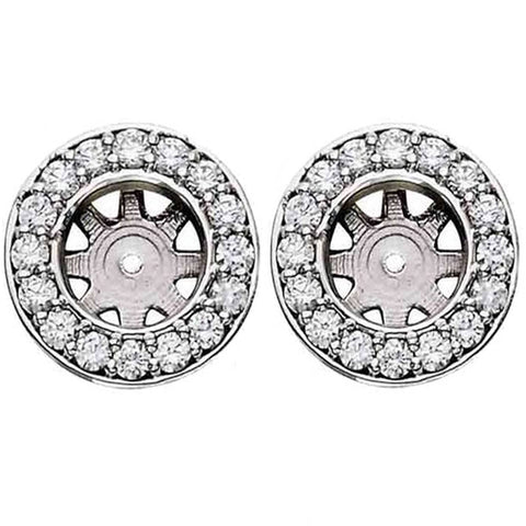 3/4ct Halo Round Diamond Studs Earring Jackets White Gold (6-6.5mm)