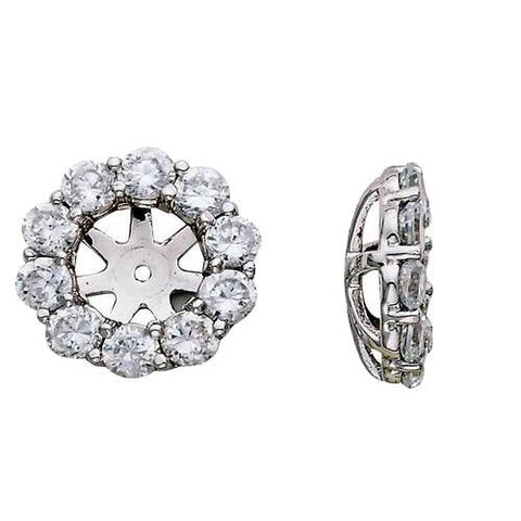 1 1/2ct Natural Diamond Halo Earring Studs Jackets 14k White Gold  (6-6.7mm)