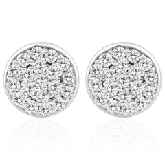 3/8 Ct TW Diamond Pave Studs Women's SI/G Earrings Lab Grown 14k White Gold 8mm