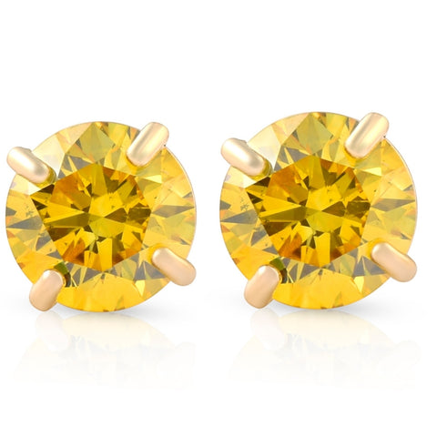 VS 1/2ct Fancy Canary Yellow Diamond Studs 14K Yellow Gold Screw Back Lab Grown