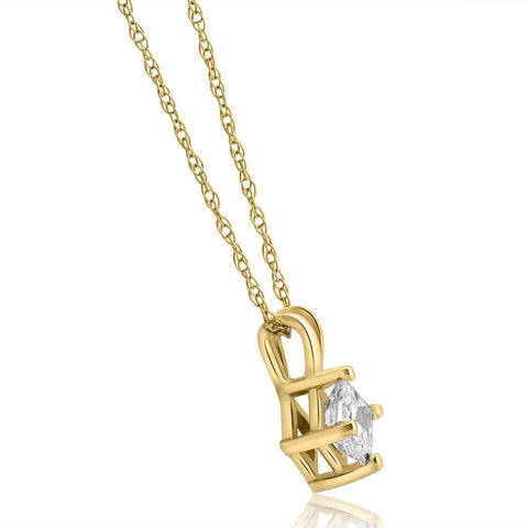 14k Gold Princess Cut 3/8ct Diamond Solitaire Pendant Enhanced