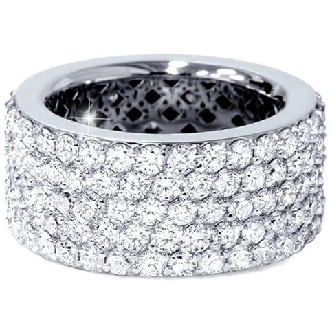 5 ct Pave Wide Womens Diamond Eternity Anniversary Wedding Ring 14k White Gold