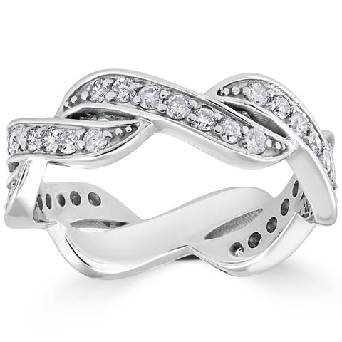 5/8 Ct Diamond Infinity Twist Anniversary Wedding Ring 14K White Gold