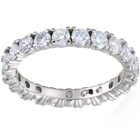 2 1/8 cttw Diamond Eternity Ring Womens Stackable Round 14k White Gold Band