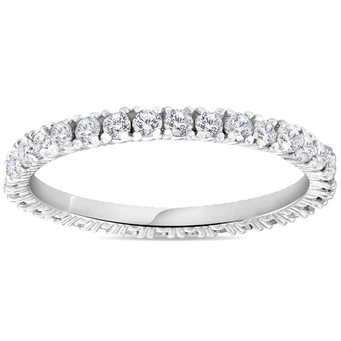 5/8 cttw Diamond Eternity Ring Womens Stackable Round 14k White Gold Band