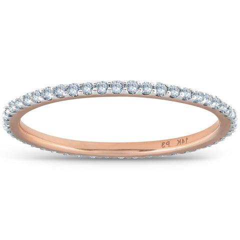 .40 Ct Diamond Eternity Ring 14k Rose Gold Womens Stackable Wedding Band