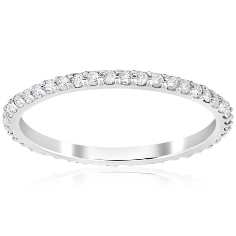 1/2 Ct Diamond Eternity Wedding Stackable Womens Ring 14K White Gold 1.7mm Wide