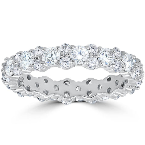 1 7/8 cttw Diamond Eternity Wedding Ring Womens Stackable Band 14k White Gold