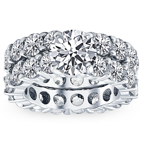 9 1/2ct Diamond Eternity Engagement Ring Wedding Set 14k White Gold Enhanced