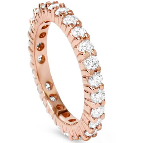 1 1/2ct Diamond Eternity Wedding Ring 14K Rose Gold