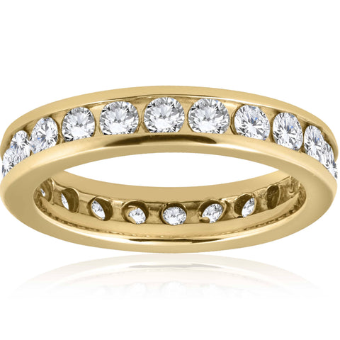 Yellow Gold Stackable 2 ct Channel Set Eternity Ring 14k Womens Anniversary Band