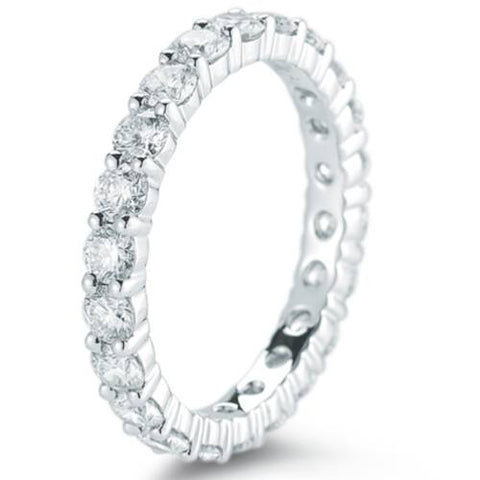 F/VS 950 Platinum 2ct Diamond Eternity Women's Wedding Band Stackable Ring
