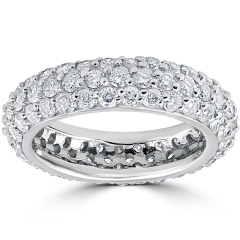 2 1/6ct Pave Diamond Eternity Wedding Anniversary Ring 14k White Gold