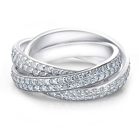 2 3/4ct Rolling Ring Diamond Pave Eternity 14K White Gold