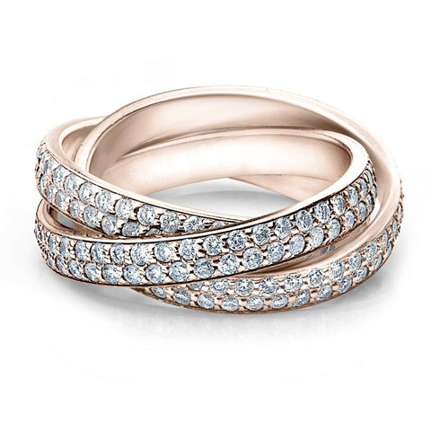 2 3/4ct Rolling Ring Diamond Pave Eternity 14K Rose Gold