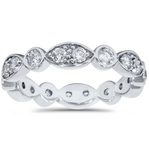 1ct Diamond Stackable Wedding Eternity Anniversary Ring Band 14K White 7