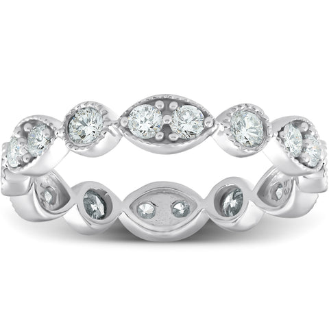 1ct Diamond Eternity Stackable Wedding Ring White Gold Womens Anniversary Band