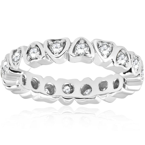 1/2 ct Heart Shape Diamond Eternity Ring 14 K White Gold Womens Wedding Band