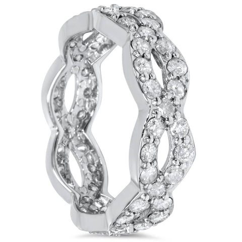 1 cttw Diamond Infinity Eternity Wedding Anniversary Ring 14K White Gold