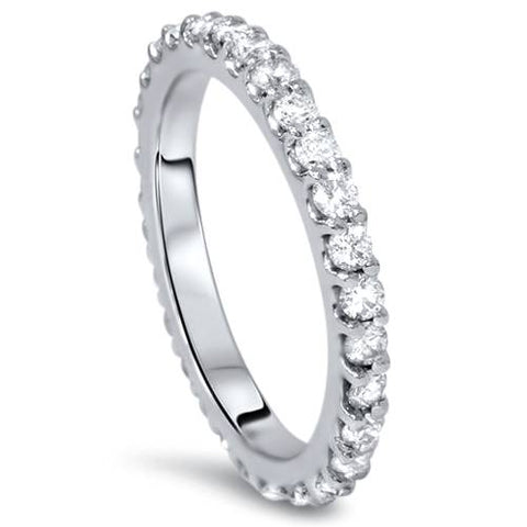 1ct Diamond Eternity Ring 14K White Gold Womens Stackable Wedding Band