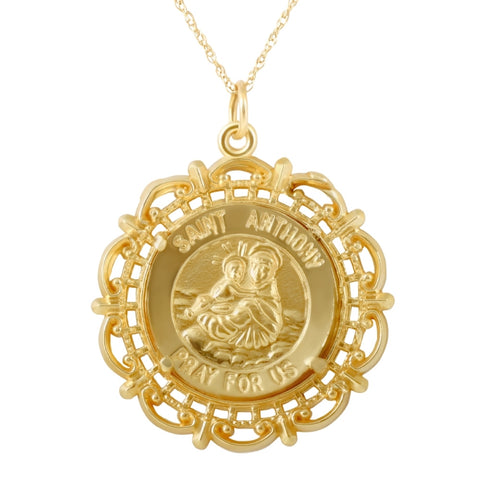 14k Yellow Gold Anthony Medal Pendant 1